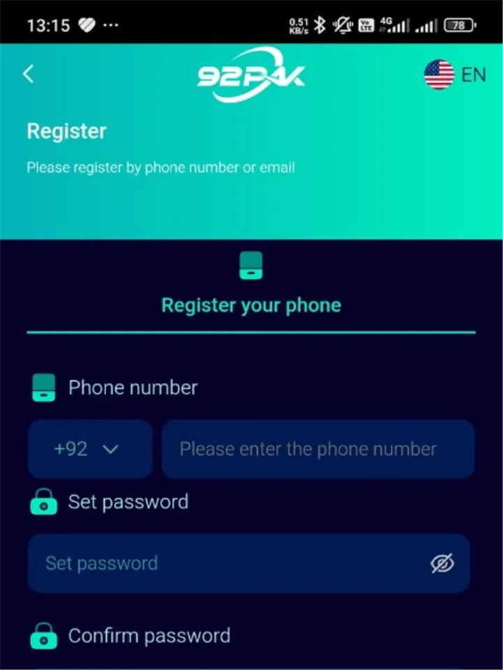 92Pak register screen Pakistan 2026