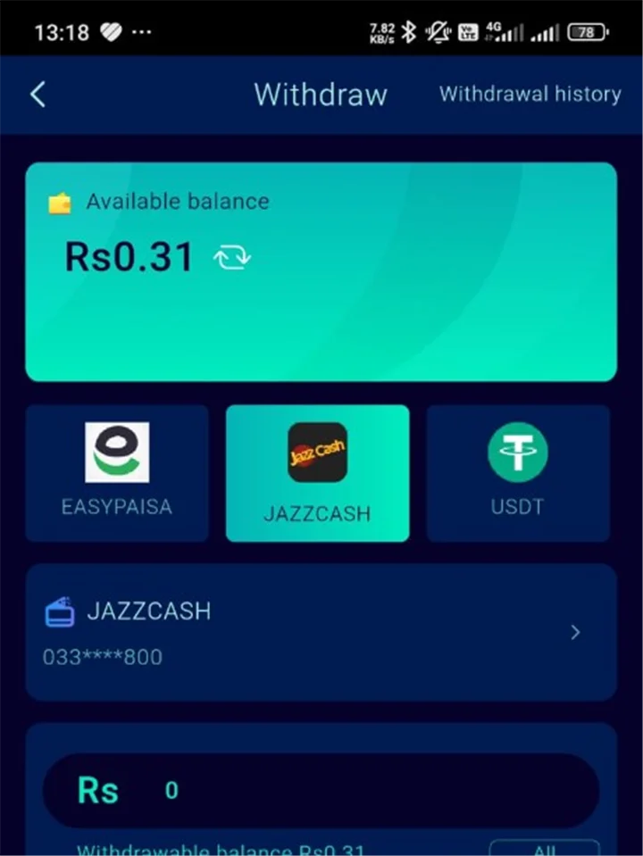 92Pak withdrawal screen Pakistan 2026